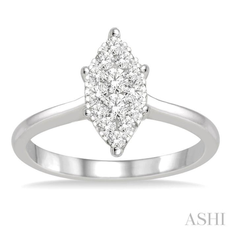 1/3 Ctw Marquise Shape Diamond Lovebright Ring in 14K White Gold