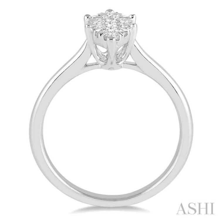 1/3 Ctw Marquise Shape Diamond Lovebright Ring in 14K White Gold
