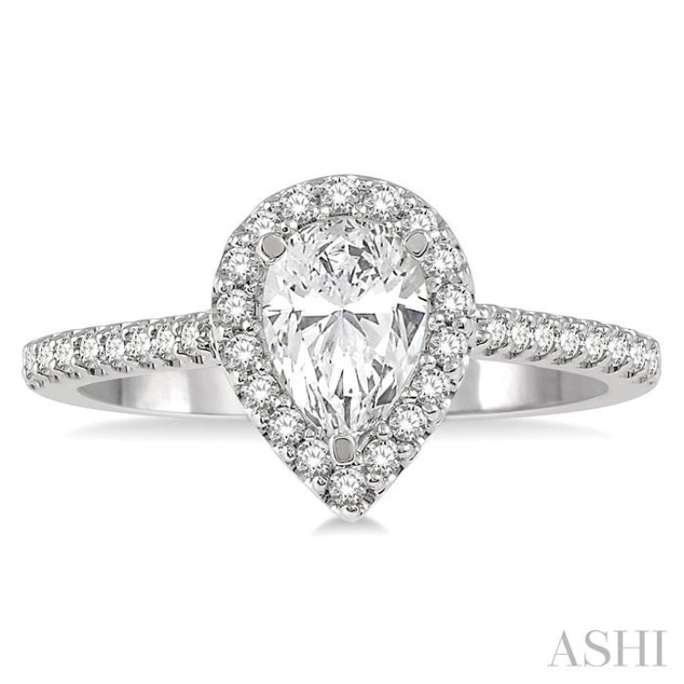 1/4 Ctw Pear Shape Semi-Mount Diamond Engagement Ring in 14K White Gold