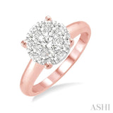 3/4 Ctw Lovebright Round Cut Diamond Ring in 14K Rose and White Gold