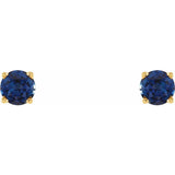 14K Yellow 4 mm Lab-Grown Blue Sapphire Stud Earrings