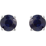 14K White 5 mm Lab-Grown Blue Sapphire Stud Earrings