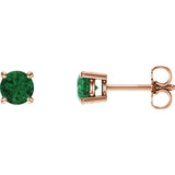 14K Rose 5 mm Lab-Grown Emerald Stud Earrings