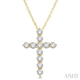 3 Ctw Latin Cross Round Cut Diamond Pendant With Chain in 14K Yellow Gold