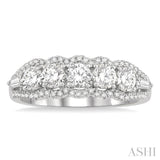 1 ctw Baguette and Round Cut Diamond Fashion Ring in 14K White Gold