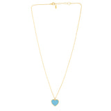 14K Gold Turquoise Paste Heart Necklace