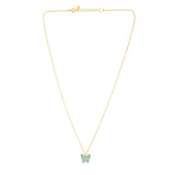 14K Gold Turquoise Paste Butterfly Necklace