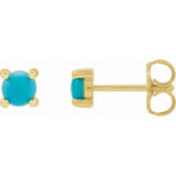 14K Yellow 4 mm Natural Turquoise Earrings