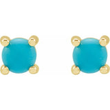 14K Yellow 4 mm Natural Turquoise Earrings