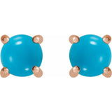 14K Rose 5 mm Natural Turquoise Earrings