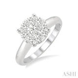 1/3 Ctw Lovebright Round Cut Diamond Bridal Ring in 14K White Gold