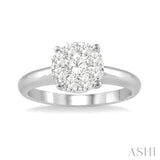 1/8 Ctw Lovebright Round Cut Diamond Bridal Ring in 14K White Gold