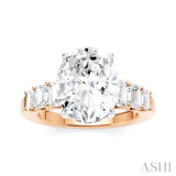 1 1/4 Ctw Oval Shape Emerald and Round Cut Diamond Semi-Mount Engagement Ring in 14K Rose and White Gold