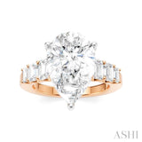 1 1/4 Ctw Pear Shape Emerald and Round Cut Diamond Semi-Mount Engagement Ring in 14K Rose and White Gold