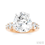 1 1/4 Ctw Oval Shape Oval and Round Cut Diamond Semi-Mount Engagement Ring in 14K Rose and White Gold