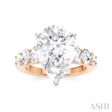 1 1/4 Ctw Pers Shape Oval and Round Cut Diamond Semi-Mount Engagement Ring in 14K Rose and White Gold