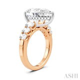 1 1/4 Ctw Pers Shape Oval and Round Cut Diamond Semi-Mount Engagement Ring in 14K Rose and White Gold