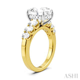 1 1/4 Ctw Oval Shape Oval and Round Cut Diamond Semi-Mount Engagement Ring in 14K Yellow and White Gold