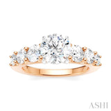 1 Ctw Round Shape Round Cut Diamond Semi-Mount Engagement Ring in 14K Rose and White Gold