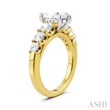 1 1/10 Ctw Marquise Shape Round Cut Diamond Semi-Mount Engagement Ring in 14K Yellow and White Gold