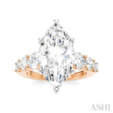 1 1/5 Ctw Marquise Shape Round Cut Diamond Semi-Mount Engagement Ring in 14K Rose and White Gold