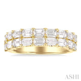 2 1/10 Ctw Twin Row Emerald Cut Diamond Fashion Band in 14K Yellow Gold