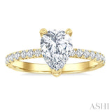 5/8 Ctw Round Cut Diamond Pear Shape Semi-Mount Engagement Ring in 14K Yellow Gold