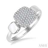 1/4 Ctw Square Shape Pave Set Round Cut Diamond Ring in 10K White Gold