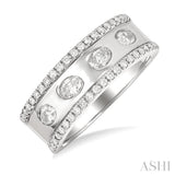 5/8 Ctw Wide 4-Stone Oval & Round Cut Diamond Fashion Band in 14K White Gold