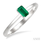 5x3 MM Octagon shape Emerald Precious Solitaire Ring in 14K White Gold