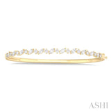 1 1/3 Ctw Marquise and Round Cut Diamond Stackable Bangle in 14K Yellow Gold