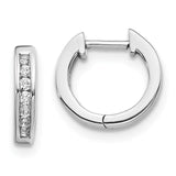 14k White Gold 1/10 carat Diamond Channel-set Hinged Hoop Earrings