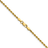 14K 22 inch 2mm Diamond-cut Rope with Lobster Clasp Chain