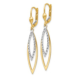 14k Two-tone Diamond-cut Dangle Leverback Earrings