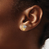 14K and White Rhodium Angel With Heart Post Earrings