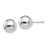 14k White Gold 9mm Polished Puffed Ball Post Earrings