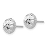 14k White Gold 8mm Polished Diamond-cut Half Ball Post Earrings