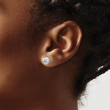 14k White Gold 8mm Polished Diamond-cut Half Ball Post Earrings
