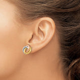 14k Tri-color 8mm Twisted Love Knot Post Earrings