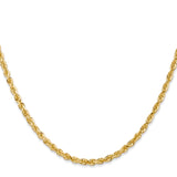14K 22 Inch 3mm Diamond-cut Quadruple Rope Lobster Clasp Chain