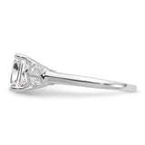 14k White Gold 2 carat Certified Lab Grown Diamond VS+ F+ Princess Complete Three Stone Engagement Ring