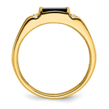 IB Goodman 14k 7mm Square Onyx and 1/8 carat Diamond Mens Ring