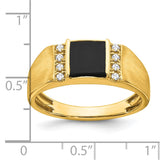 IB Goodman 14k 7mm Square Onyx and 1/8 carat Diamond Mens Ring