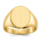 14k 10.5x12.0mm Oval Closed Back Signet Ring