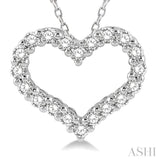 1/2 Ctw Heart Shape Round Cut Diamond Pendant With Chain in 14K White Gold