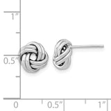 14k White Gold 9mm Polished Double Love Knot Post Earrings