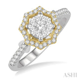 1/2 Ctw Star Shape Lovebright Round Cut Diamond Ring in 14K White and Yellow Gold