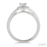 1/2 Ctw Criss-Cross Shank Round Cut Diamond Ladies Engagement Ring with 1/4 Ct Round Cut Center Stone in 14K White Gold