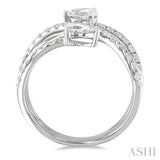 1.00 ctw East West Pear and Round Cut Diamond Split Open End Fashion Ring in 14K White Gold