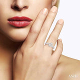 1 Ctw Cross Over Shank Round Cut Diamond 2Stone Ring in 14K White Gold